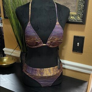 NWT Kariza Purple and Gold Bikini Set